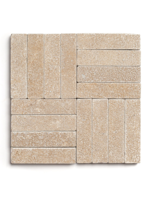 Sinai Pearl limestone herringbone cobbles - Preview