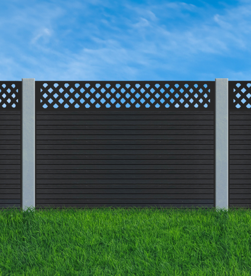 Modern Slat Black Composite Fencing Kit - 1.83m x 150mm x 20mm