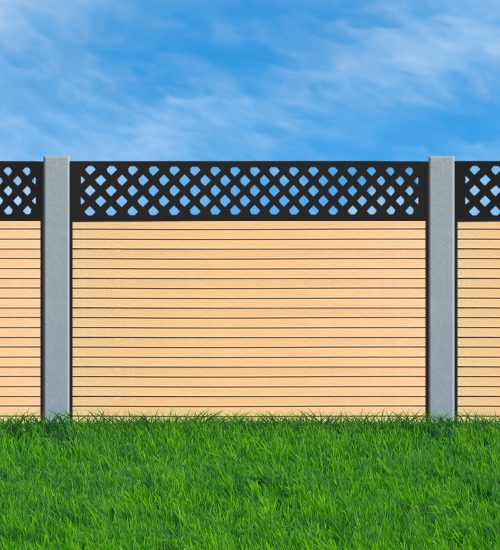 Modern Slat Light Teak Composite Fencing Kit - 1.83m x 150mm x 20mm