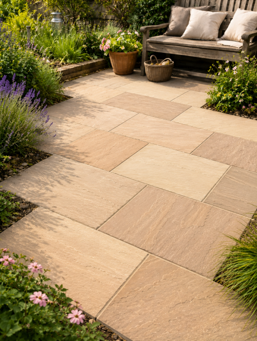 Melton 100pc Raj Green Indian Sandstone - 600x290mm Single Size - Riven - 18m2 - PALLET