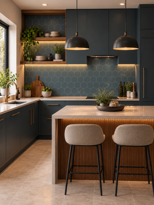 palm springs hex aqua kitchen wall tile