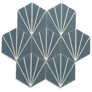 Palm springs hex blue porcelain tile.