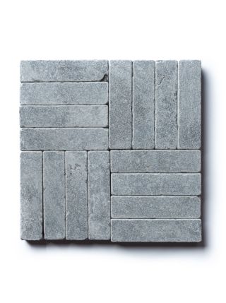 Tuscany Grey Herringbone -  Luxury Tumbled Limestone Cobbles - 200x50x40mm - PALLET