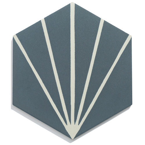 Palm springs hex blue porcelain tile. - Preview