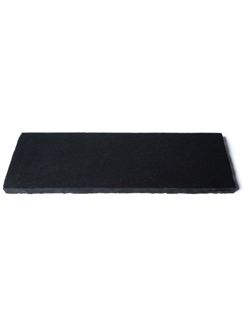 midnight black limestone hearth