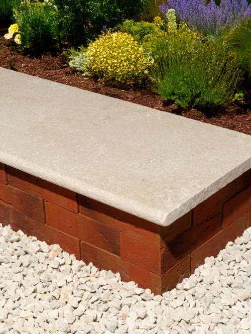 Sinai Pearl - Luxury Tumbled Limestone Bull Nose Wall Coping - 900 x 400 x 30mm 