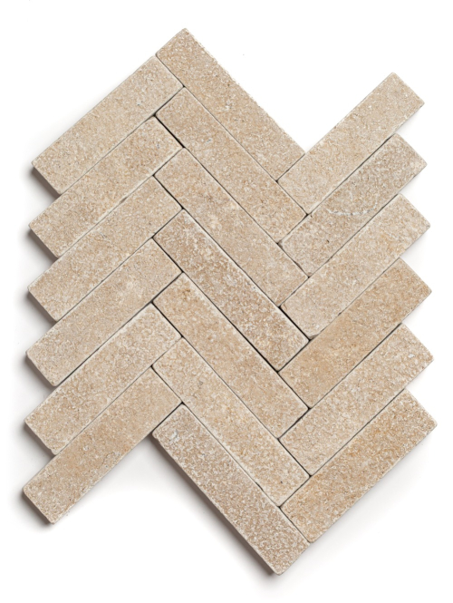 Sinai Pearl limestone herringbone cobbles