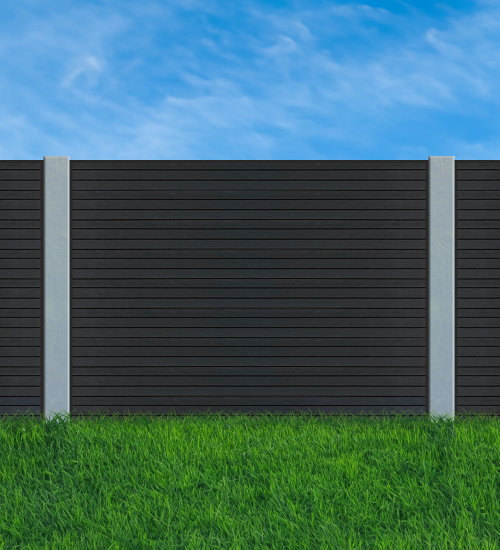 Modern Slat Black Composite Fencing Kit - Preview