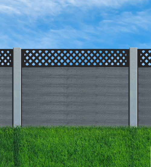 Traditional Wood Effect Charcoal Composite Fencing Kit
