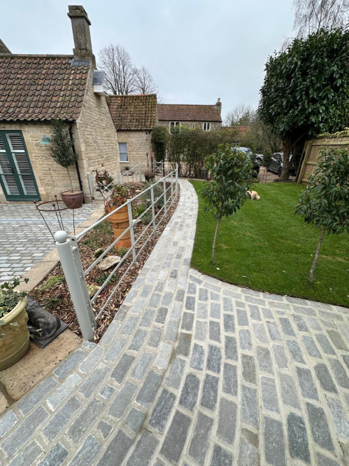 Kandla Grey tumbled cobbles 200x100 in display area at Melton Stone - Preview
