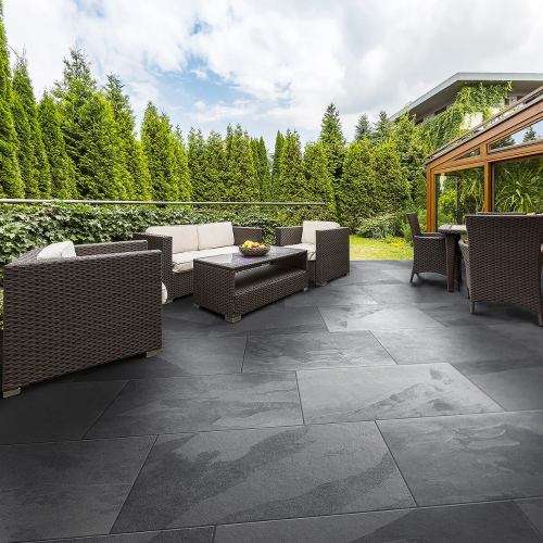 Stunning Galaxy Black Porcelain paving slabs 600x900mm