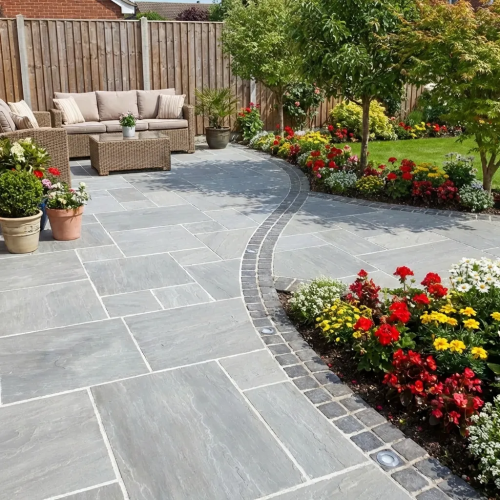 42m2 - SPECIAL OFFER £999 – Kandla Grey Mixed Size Indian Sandstone Paving - Complete Paving Bundle - Incl Grout and Slurry - Preview
