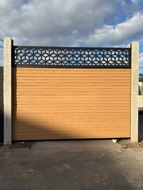 Modern Slat Light Teak Composite Fencing Kit