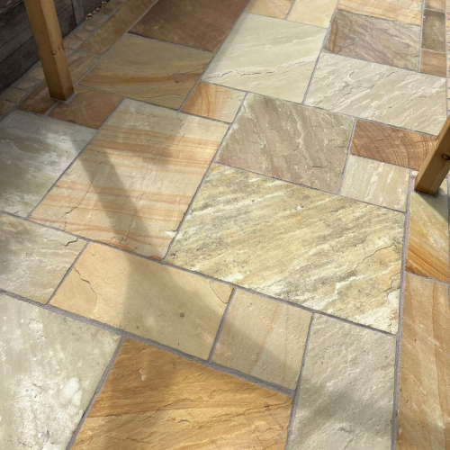 Fossil Mint Indian Sandstone - Mixed Size Patio Pack - Riven - HALF PALLET 6m2