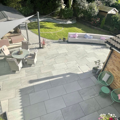 Melton 100pc Kandla Grey Indian Sandstone - 600x290mm Single Size - Riven - 18m2 - PALLET