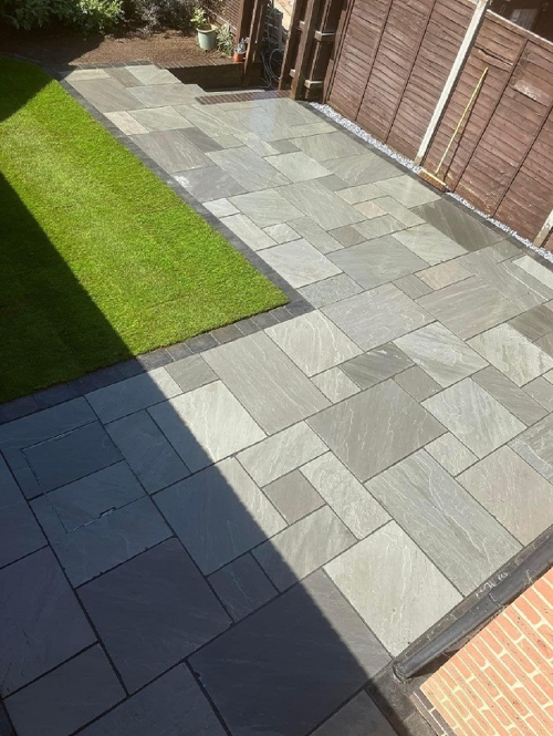 Special Offer – Melton Kandla Grey Riven Sandstone – Mixed Size Patio Pack – 46.5m2 - 3 pallet Complete Paving Bundle - Preview