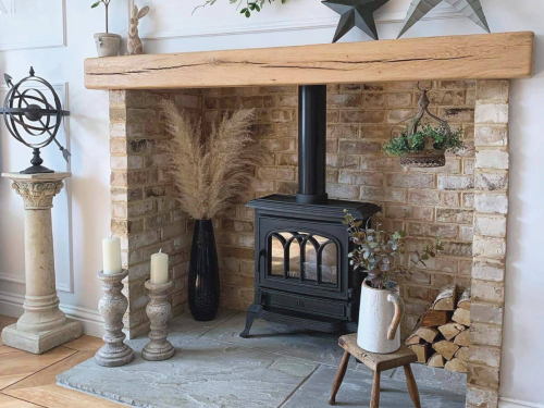 Silver birch grey sandstone hearth - Preview