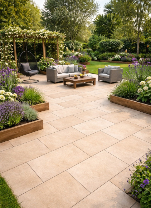 22m2 - 40 Slabs - Sinai Taupe Limestone Effect Outdoor Porcelain Paving - 20mm - 600x900mm - PALLET