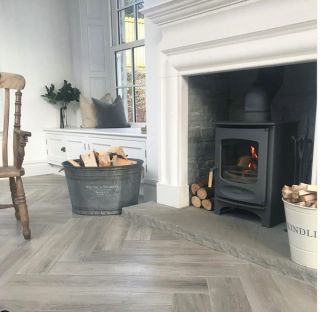 Hereford Grey Sandstone hearth in 1200 x 400 x 40mm thick.