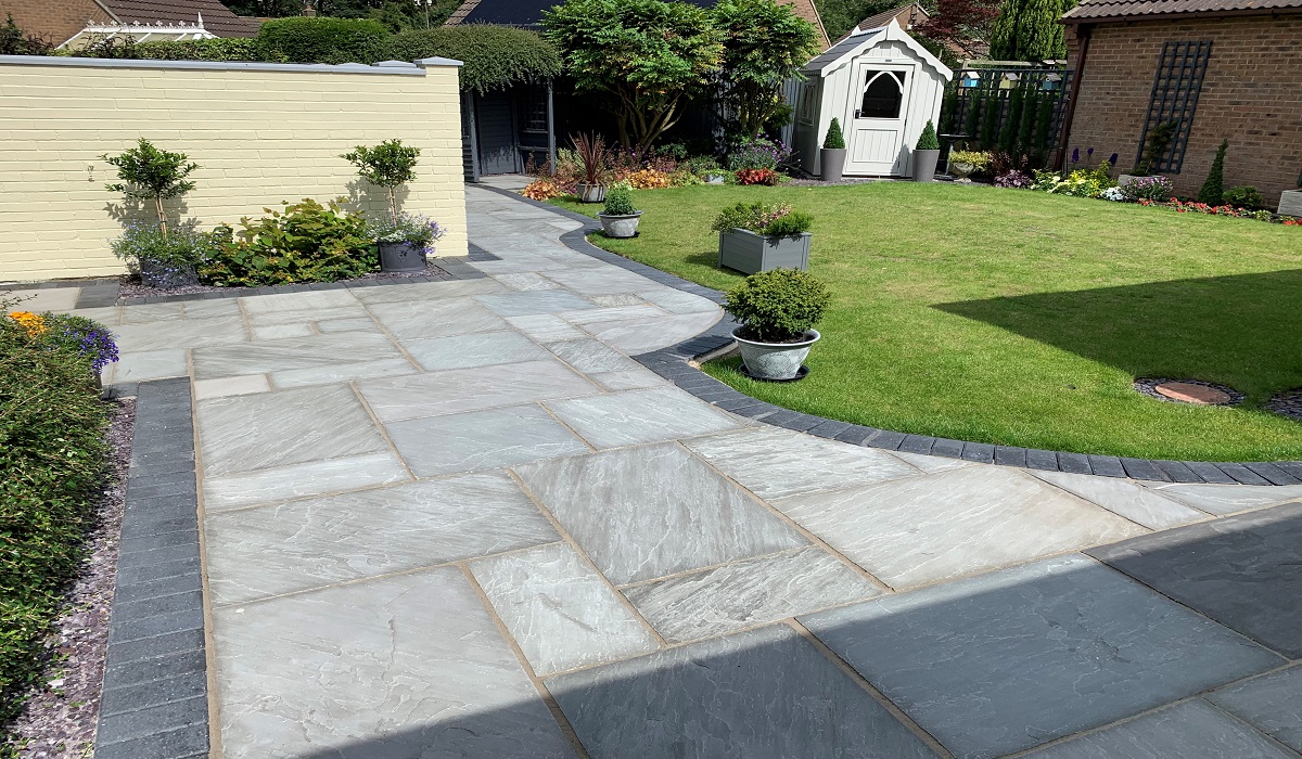 Indian Sandstone paving, Kandla Grey, Raj Green, Rippon Buff